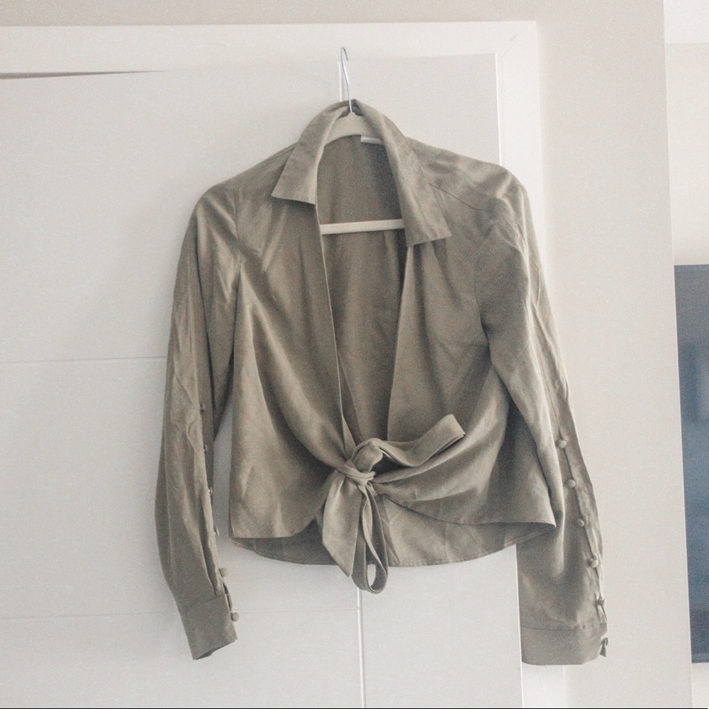 Army Green wrap top